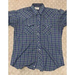 Vintage Roddock Pearl Snap Western Shirt Mens USA Made Plaid Rockabilly 90s